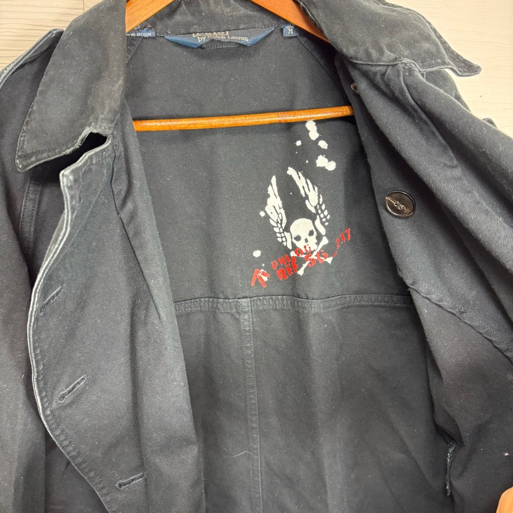 Polo by Ralph Lauren Navy Blue VTG 90s Motorcycle Jacket Military Logo - Picture 6 of 16